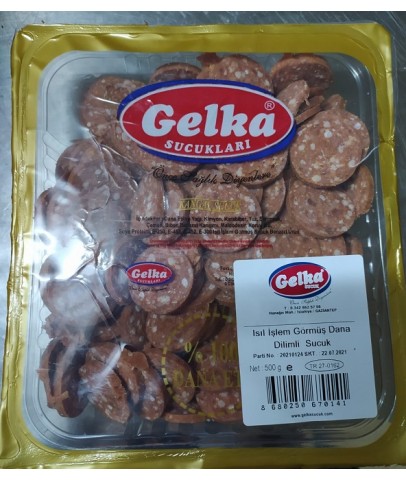 Gelka Dilimli Dana Vakumlu Sucuk (500 Gr.) Gelka Dilimli Dana Vakumlu Sucuk (500 Gr.)